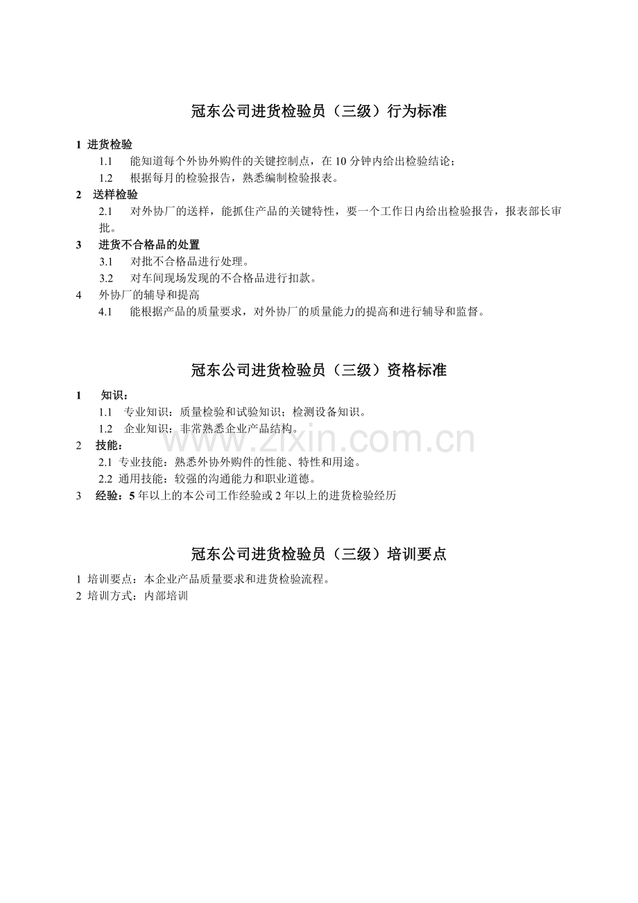 冠东公司进货检验员行为标准.docx_第3页