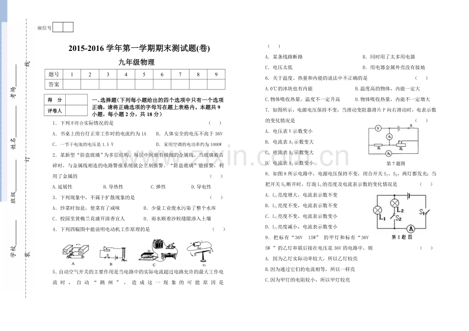 2015---2016期末试卷(九年级物理).doc_第1页