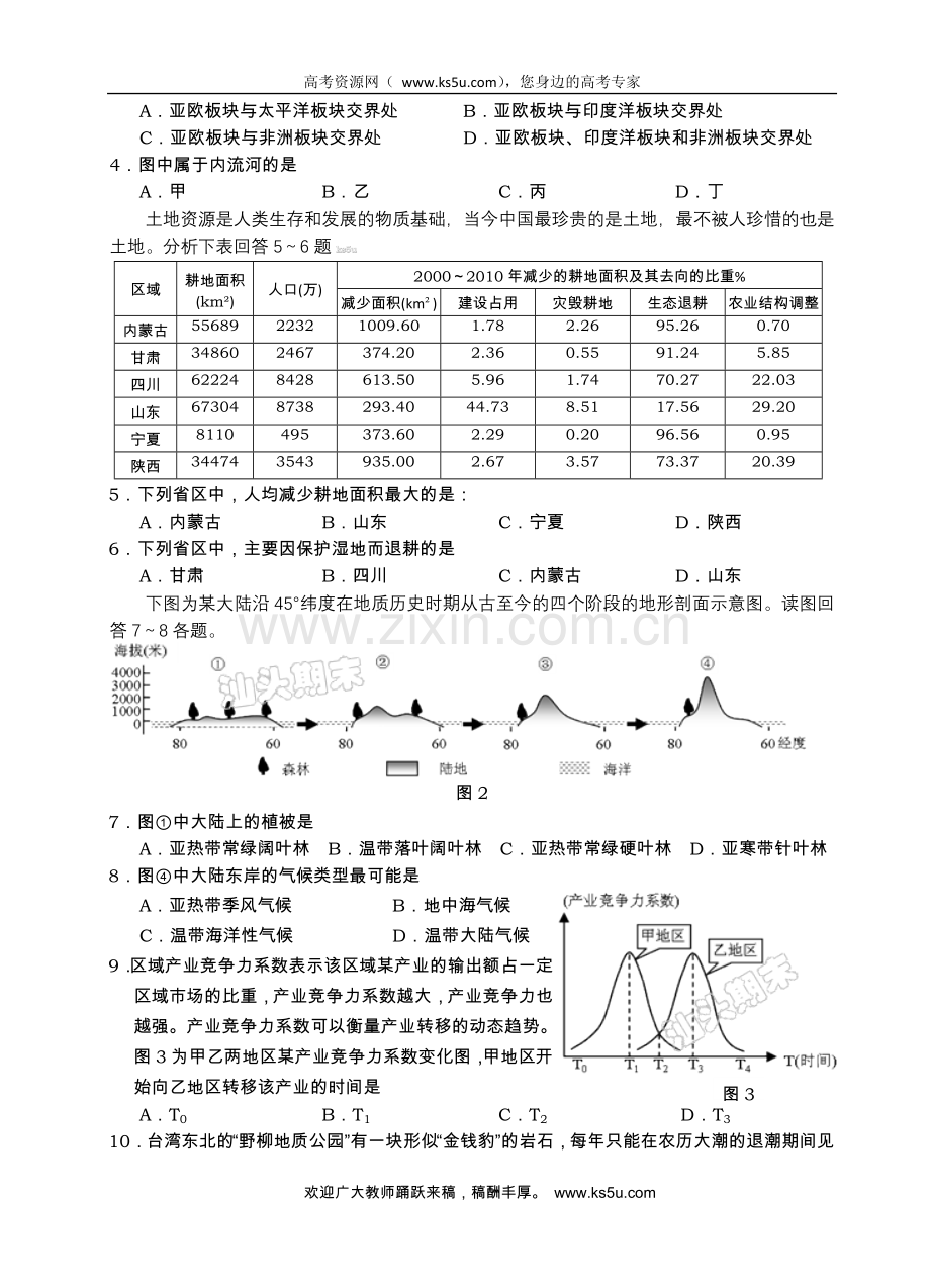 广东省汕头市2012届高三毕业班教学质量检测试题文综.doc_第2页