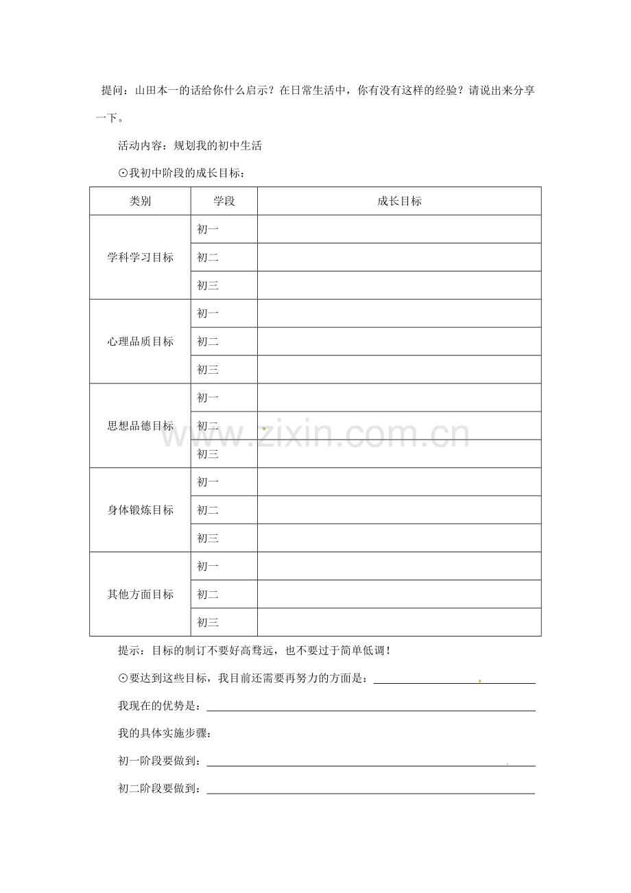 江苏省大丰市万盈第二中学七年级政治上册 第二课 天生我才必有用教案3 苏教版.doc_第2页