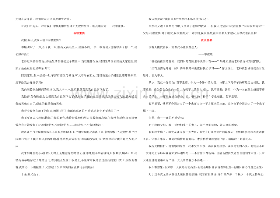 八年级语文下册 《我很重要》作文指导 新课标人教版.doc_第2页