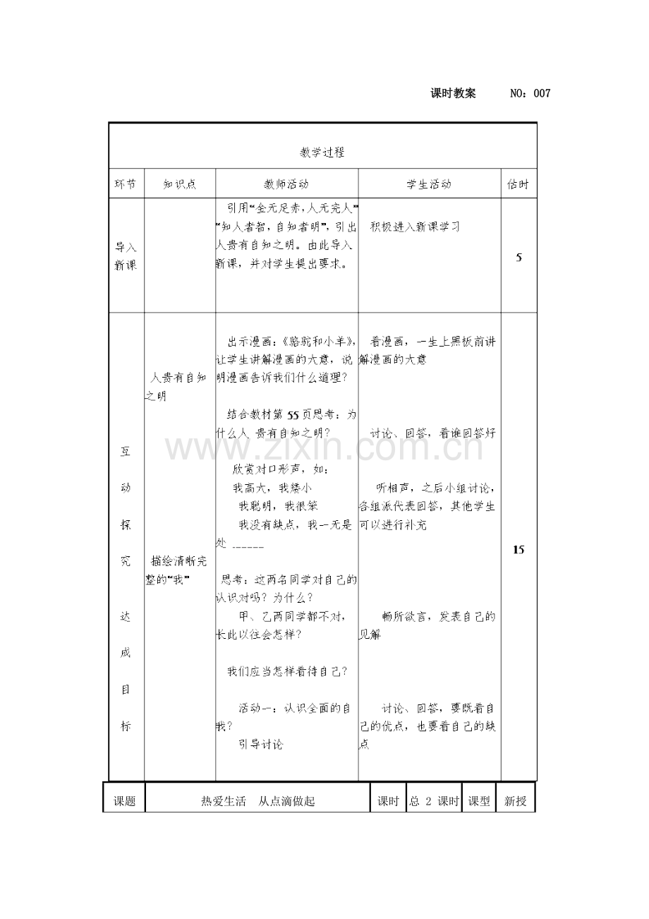 山东省临沭县七年级政治上册《新自我新认识》教案 新人教版.doc_第2页