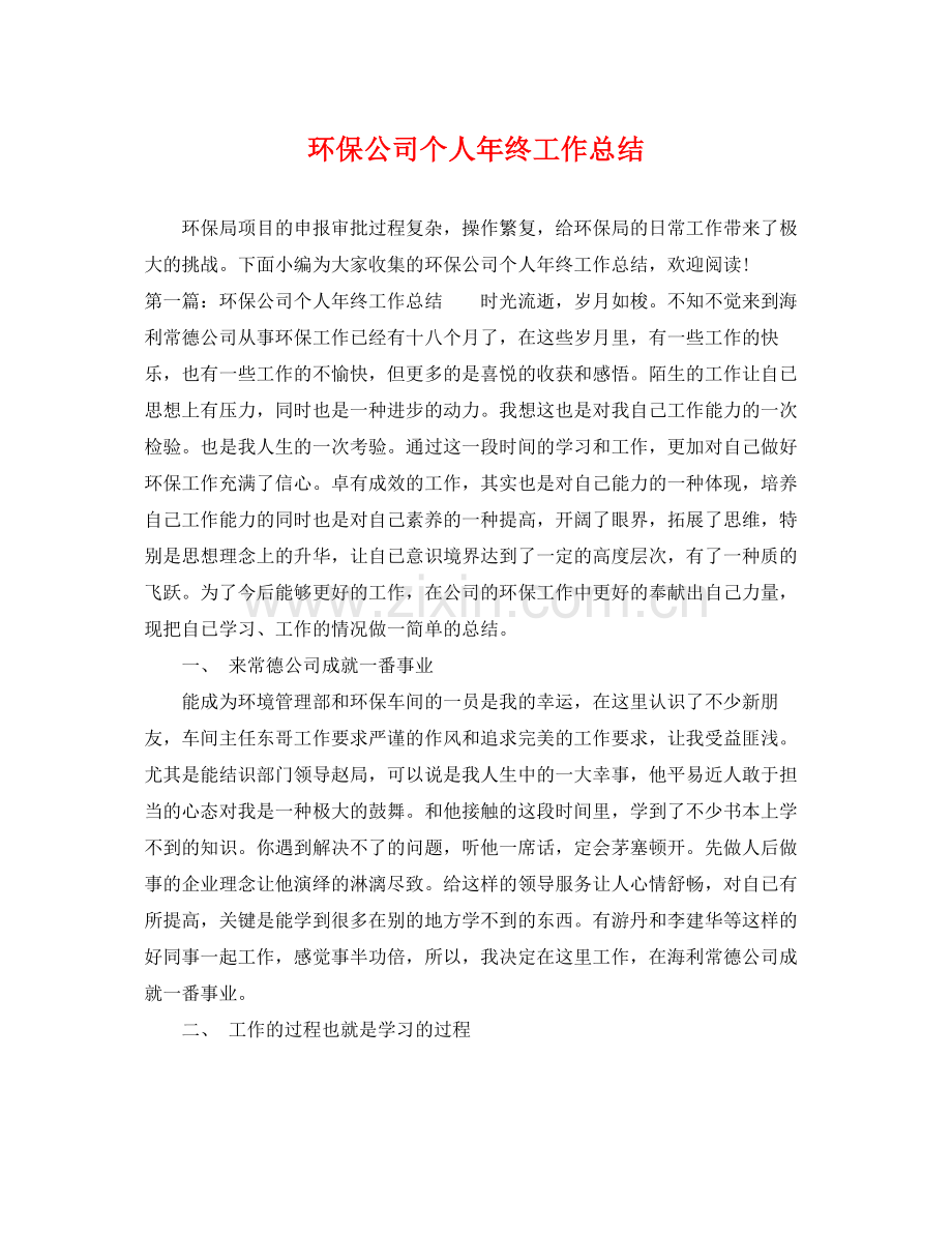 环保公司个人年终工作总结 .docx_第1页