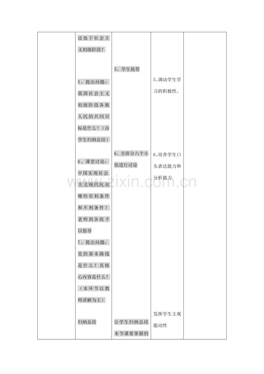 九年级政治 中国的道路 教案 人民版.doc_第3页