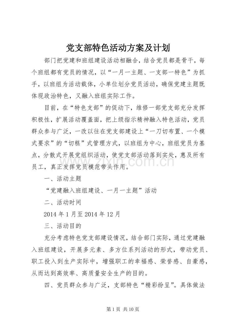 党支部特色活动方案及计划.docx_第1页