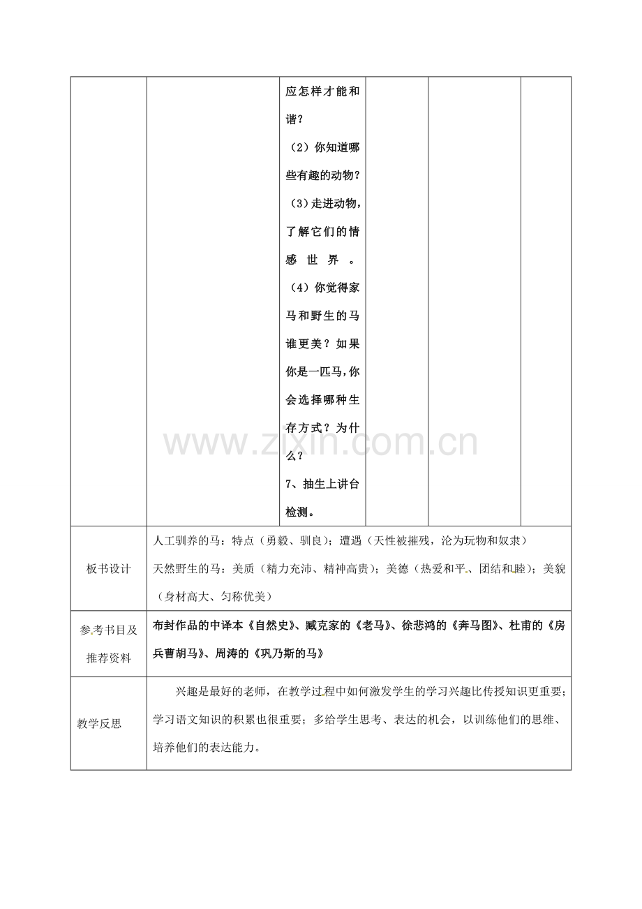 小学七年级语文下册 29《马》教案 （新版）新人教版-（新版）新人教版初中七年级下册语文教案.doc_第3页