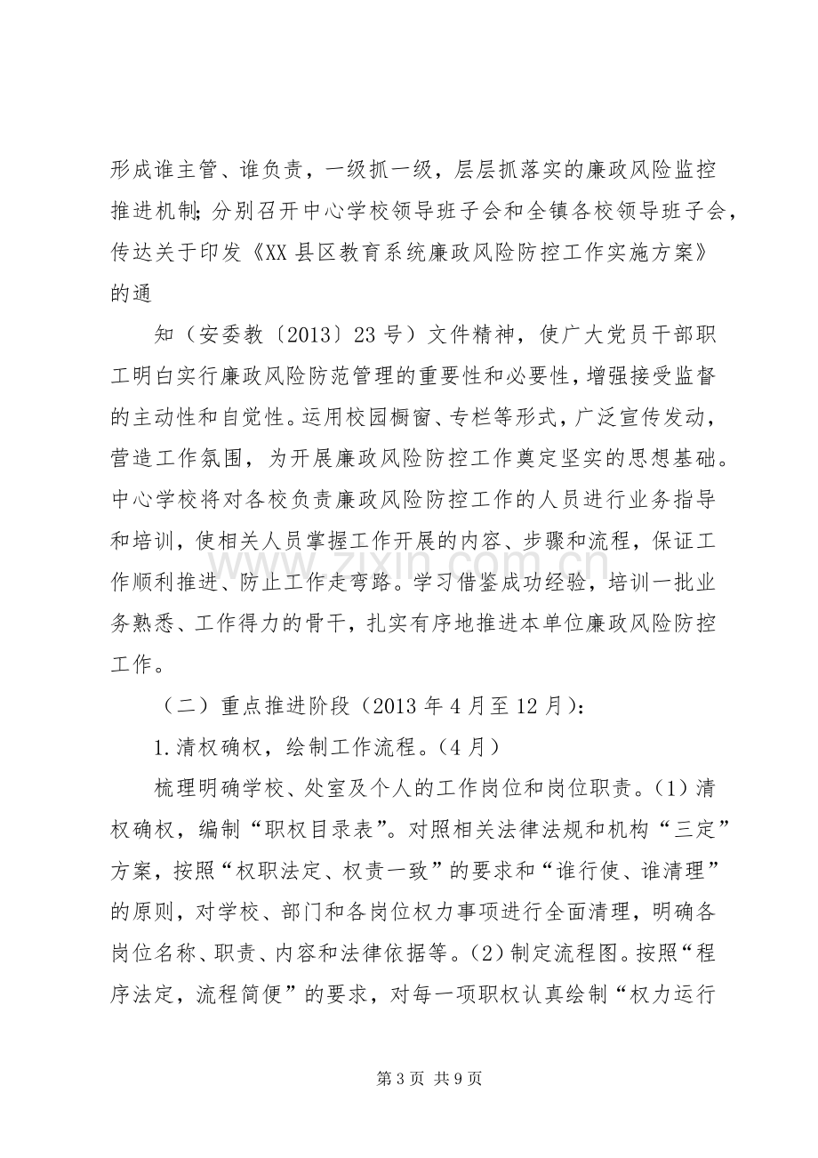 学校廉政风险防控工作推进计划 .docx_第3页