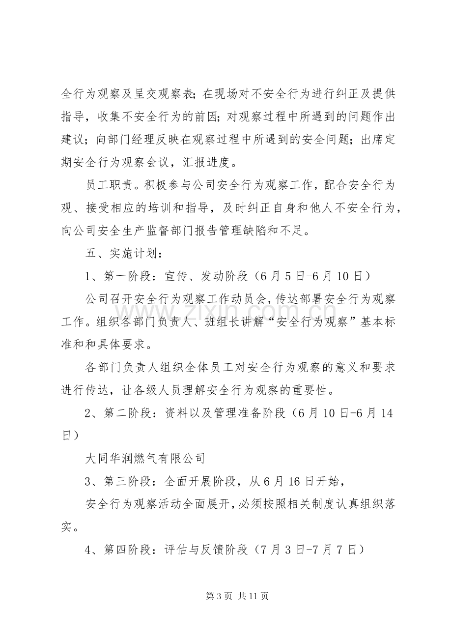 安全行为观察实施方案及工作计划 .docx_第3页