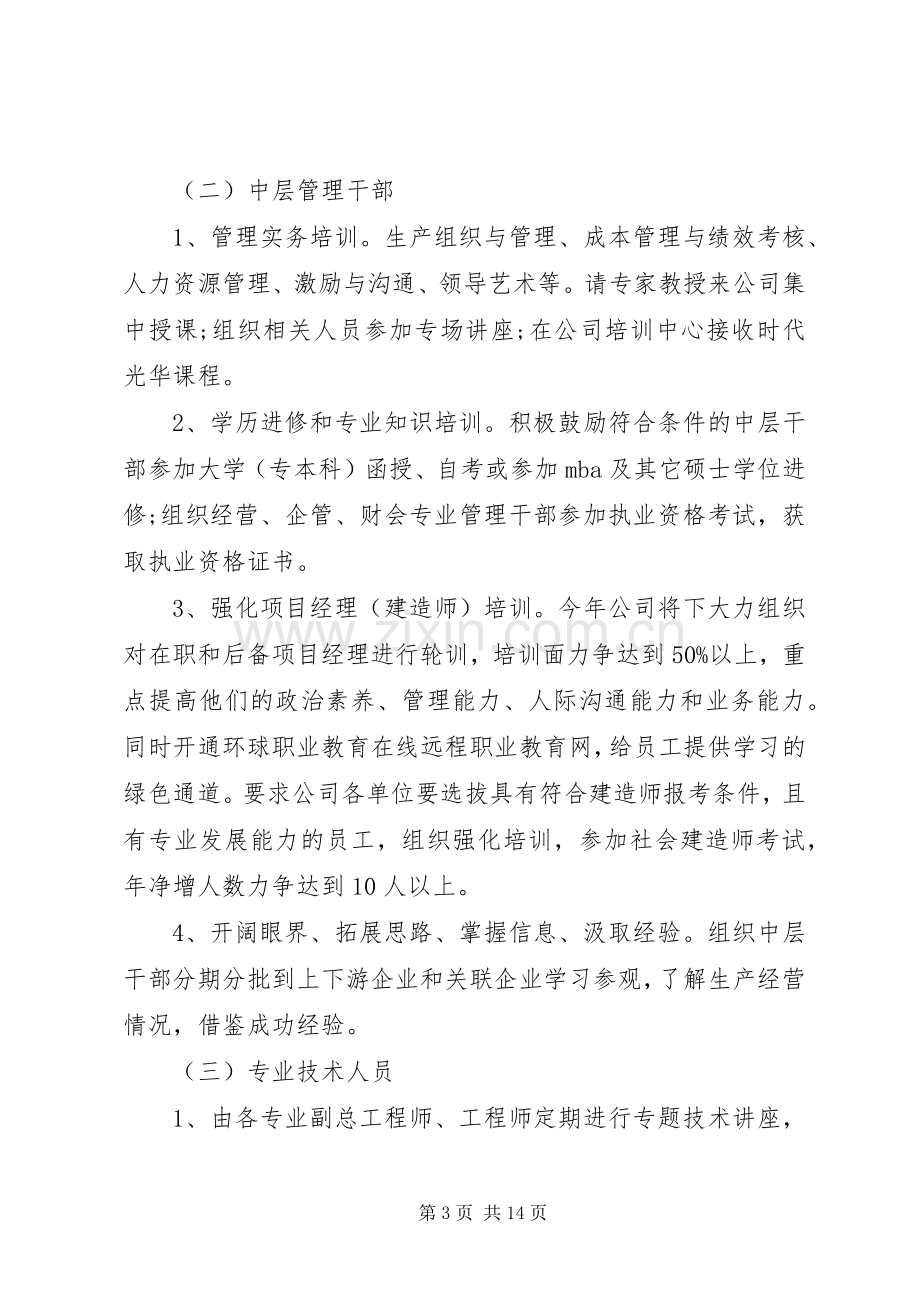 XX年度公司培训计划方案 .docx_第3页