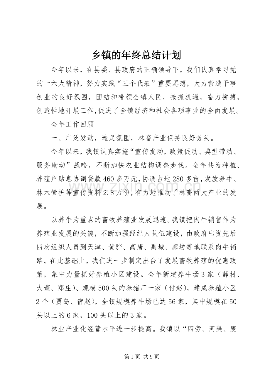 乡镇的年终总结计划.docx_第1页