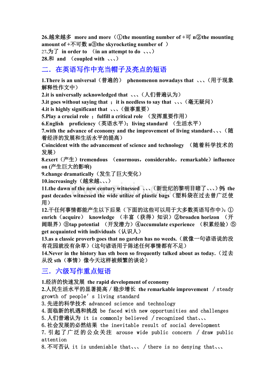 快速提高英语六级作文的亮点词及模板.doc_第3页