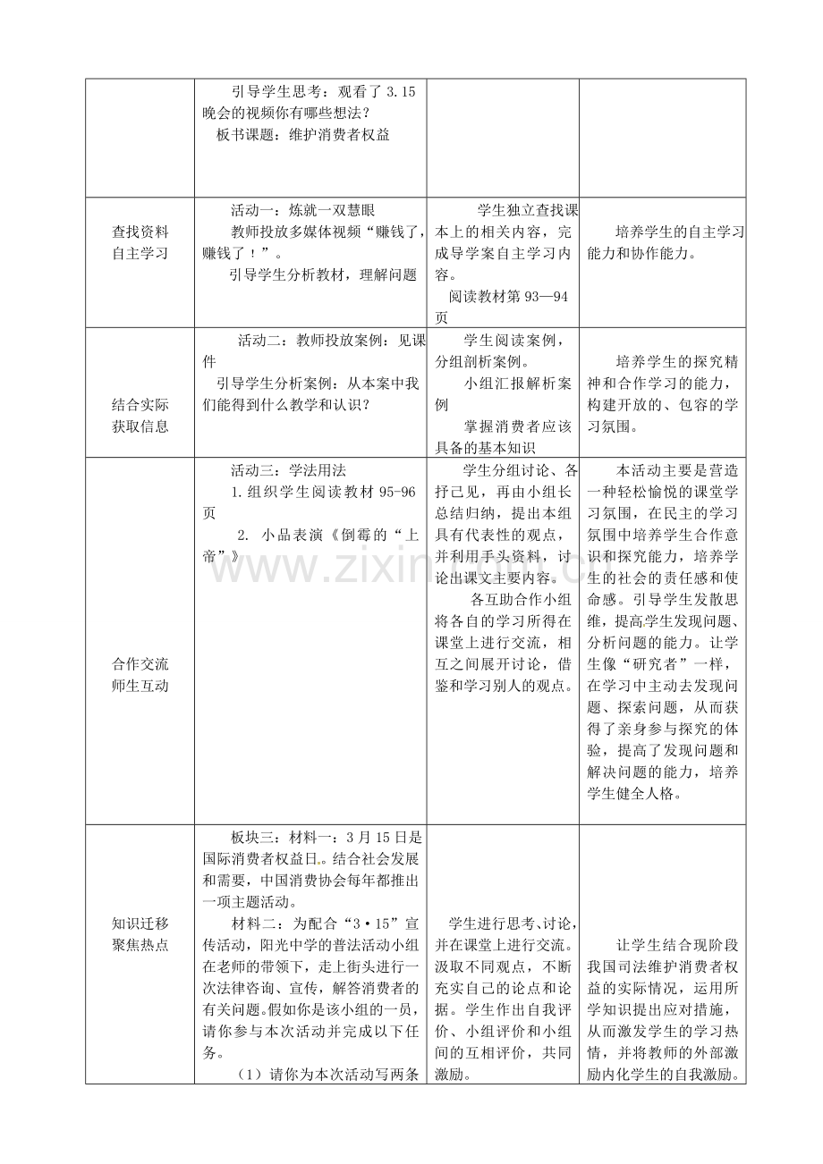 原春八年级政治下册 第三单元 第八课 第二框 维护消费者权益教案 新人教版-新人教版初中八年级下册政治教案.doc_第3页