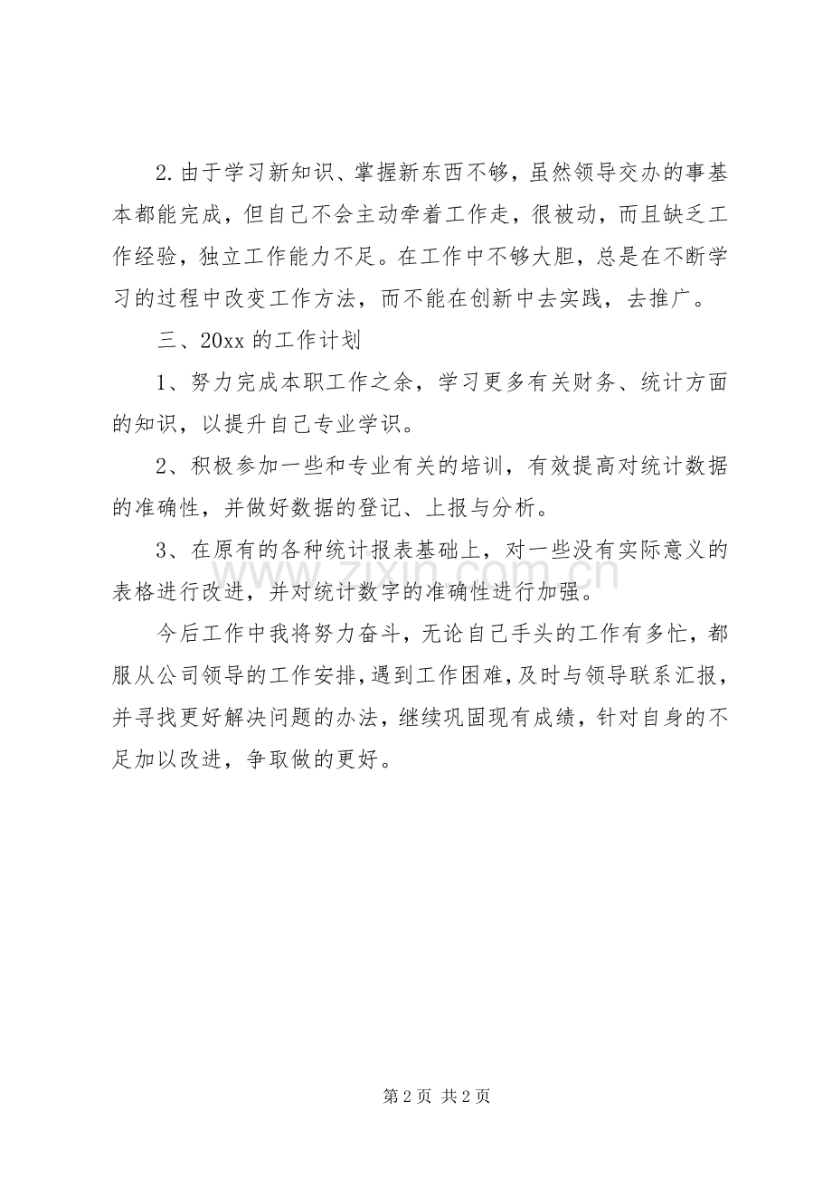 统计员个人工作总结及工作计划.docx_第2页