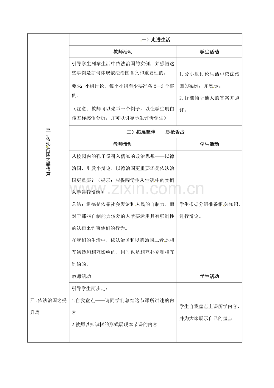 山东省青岛市经济技术开发区育才初级中学八年级政治下册 17.1 走依法治国之路教案鲁教版.doc_第3页