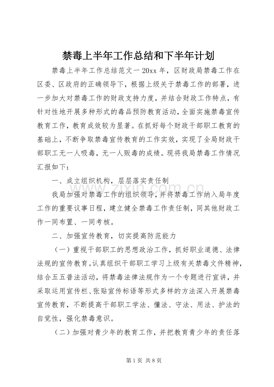 禁毒上半年工作总结和下半年计划.docx_第1页