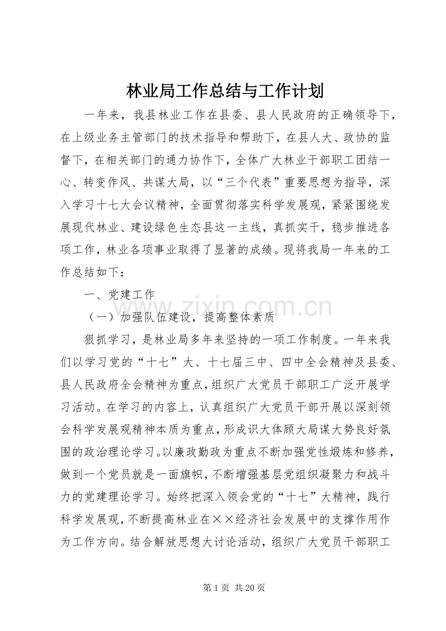 林业局工作总结与工作计划 .docx_第1页