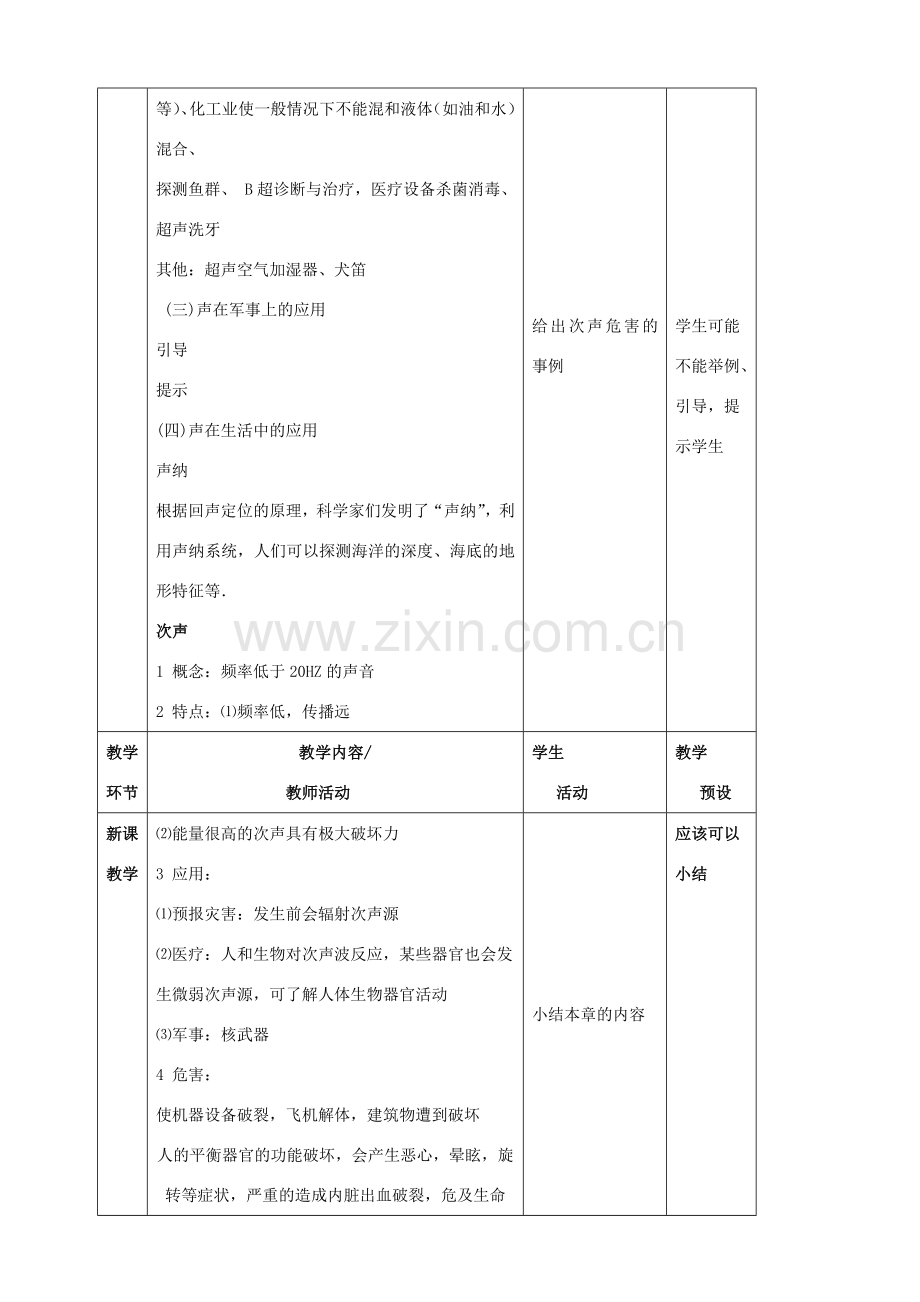 八年级物理全册《3.3 超声与次声》教案 （新版）沪科版-（新版）沪科版初中八年级全册物理教案.doc_第3页