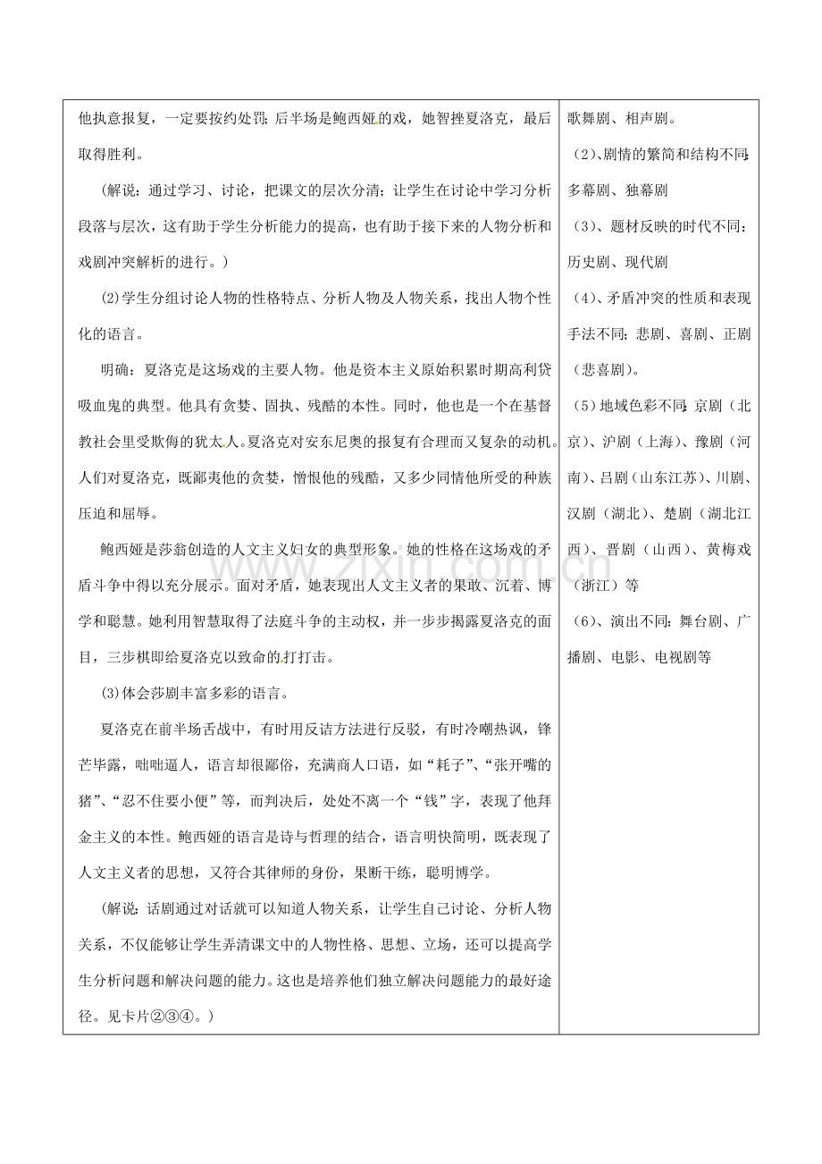 浙江省温岭市东浦中学八年级语文下册《威尼斯商人》教案 新人教版.doc_第3页