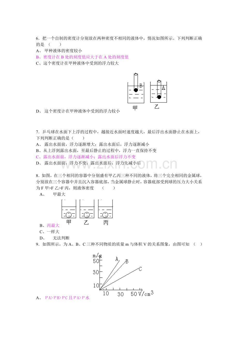 初二物理浮力和密度题(含答案).doc_第2页