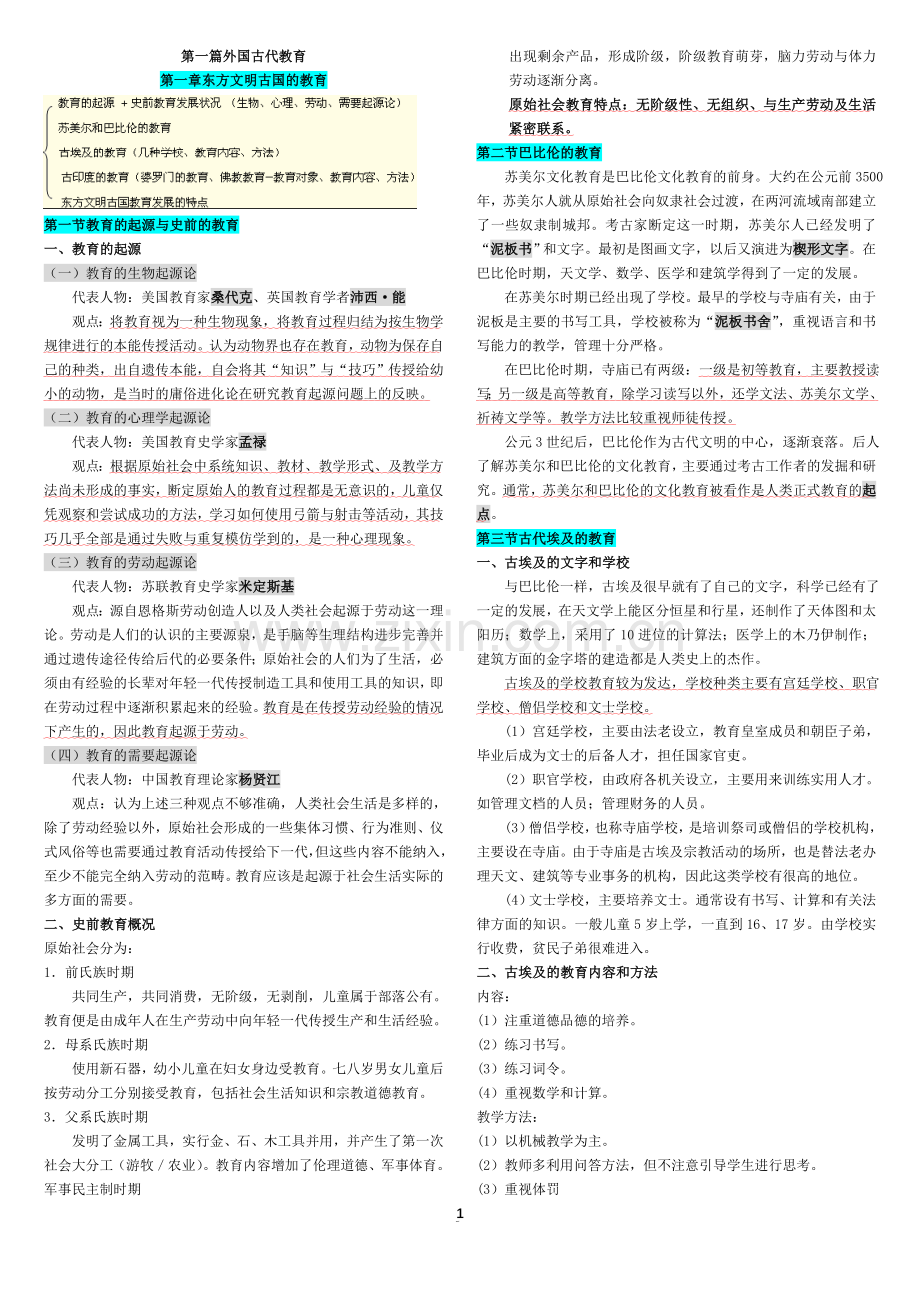 北师大外国教育史笔记(划重点)打印版(word-30页).doc_第1页