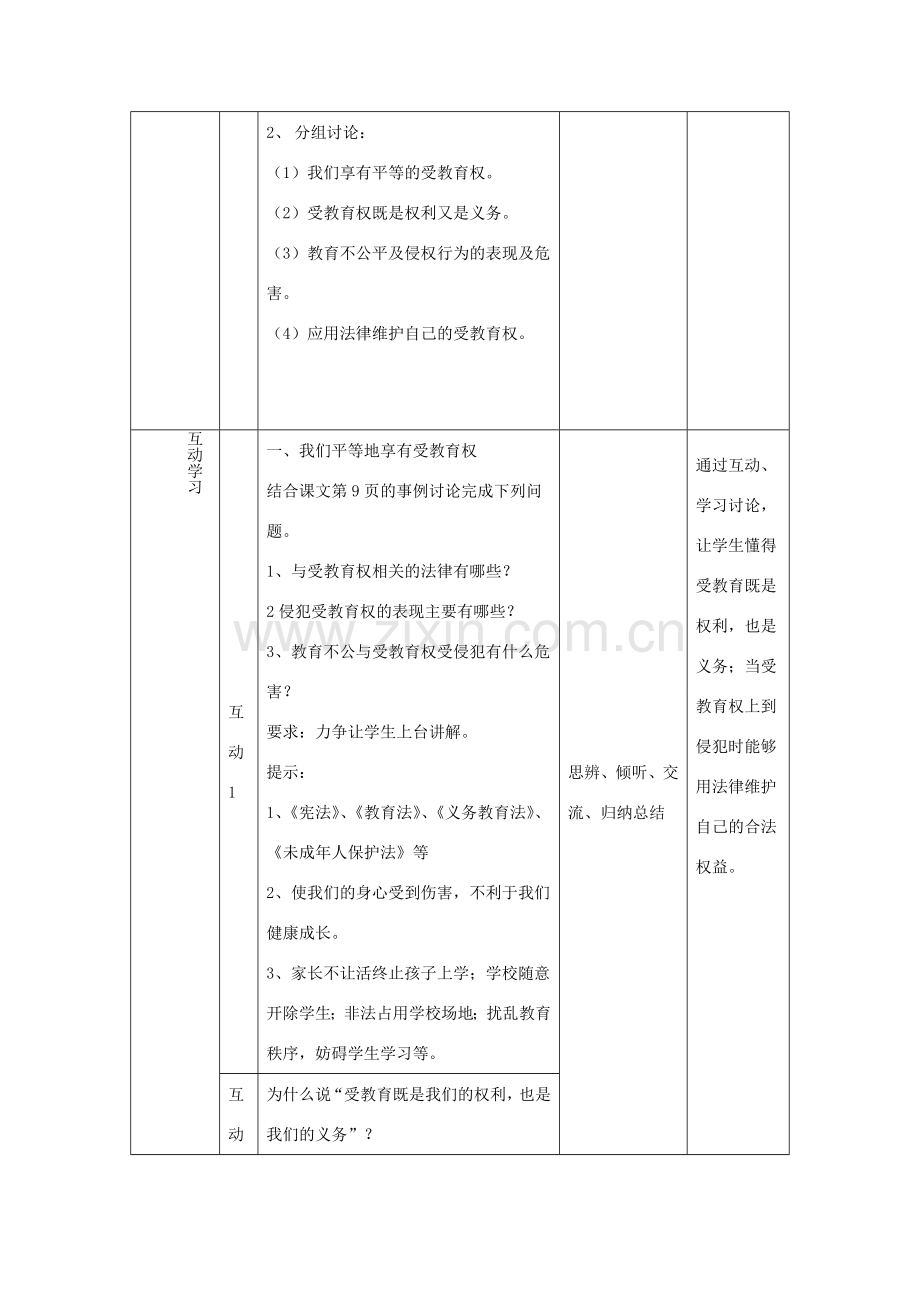 七年级道德与法治上册 第一单元 走进新天地 第一课 新天地 新感觉 第3框 谁也不能剥夺我们的受教育权教学设计1 人民版-人民版初中七年级上册政治教案.doc_第3页