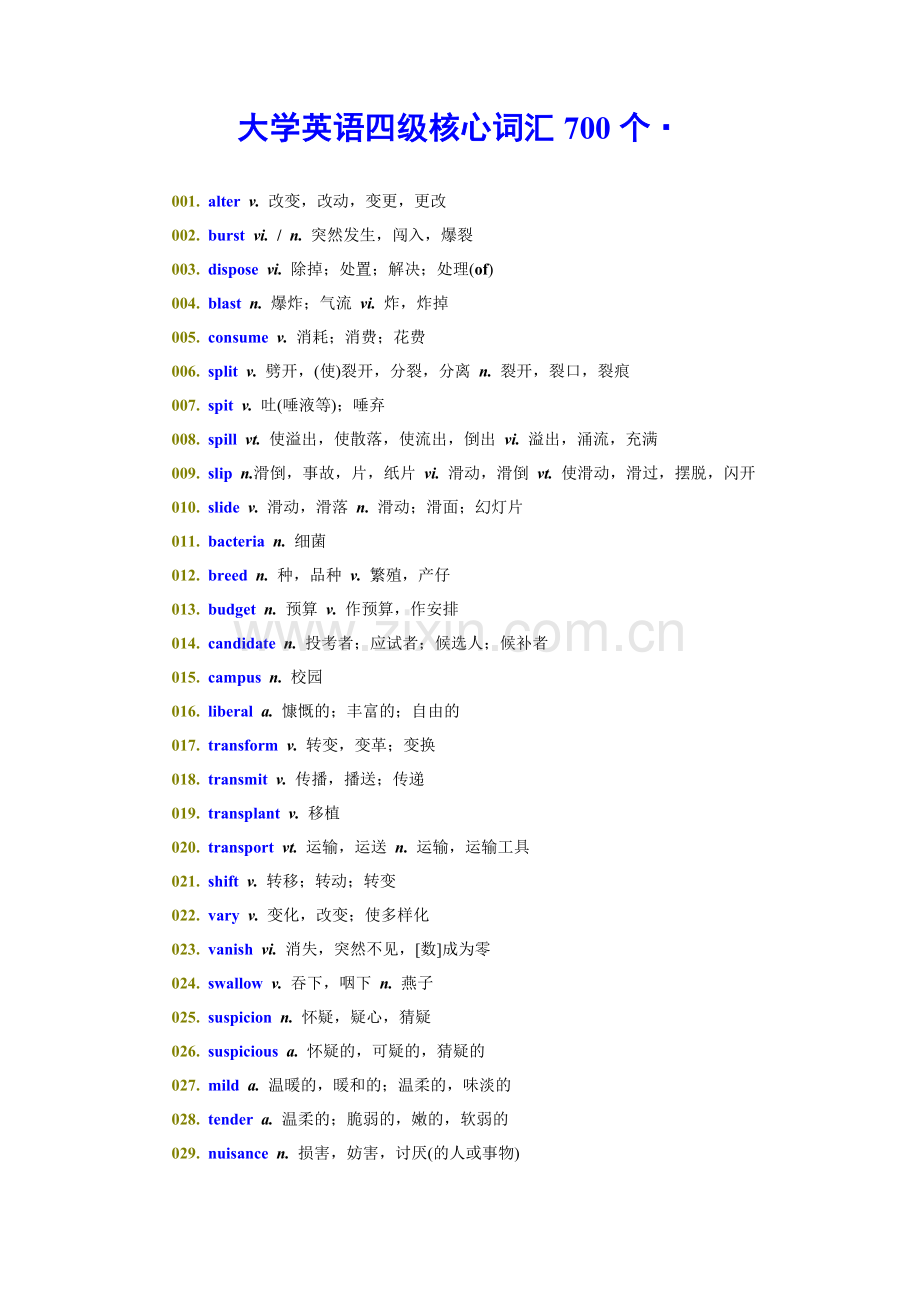 大学英语四级核心词汇700个.doc_第1页