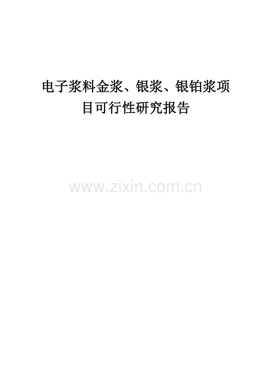 电子浆料金浆、银浆、银铂浆项目可行性研究报告.docx_第1页