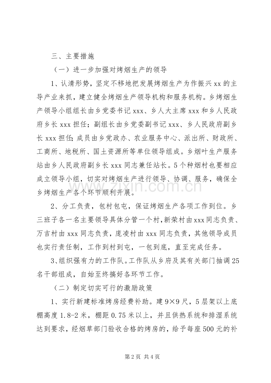 乡镇党委政府发展烤烟生产工作计划 .docx_第2页