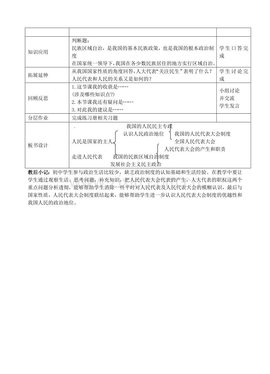 九年级政治全册 4.9.1 人民是国家的主人教案 苏教版-苏教版初中九年级全册政治教案.doc_第3页