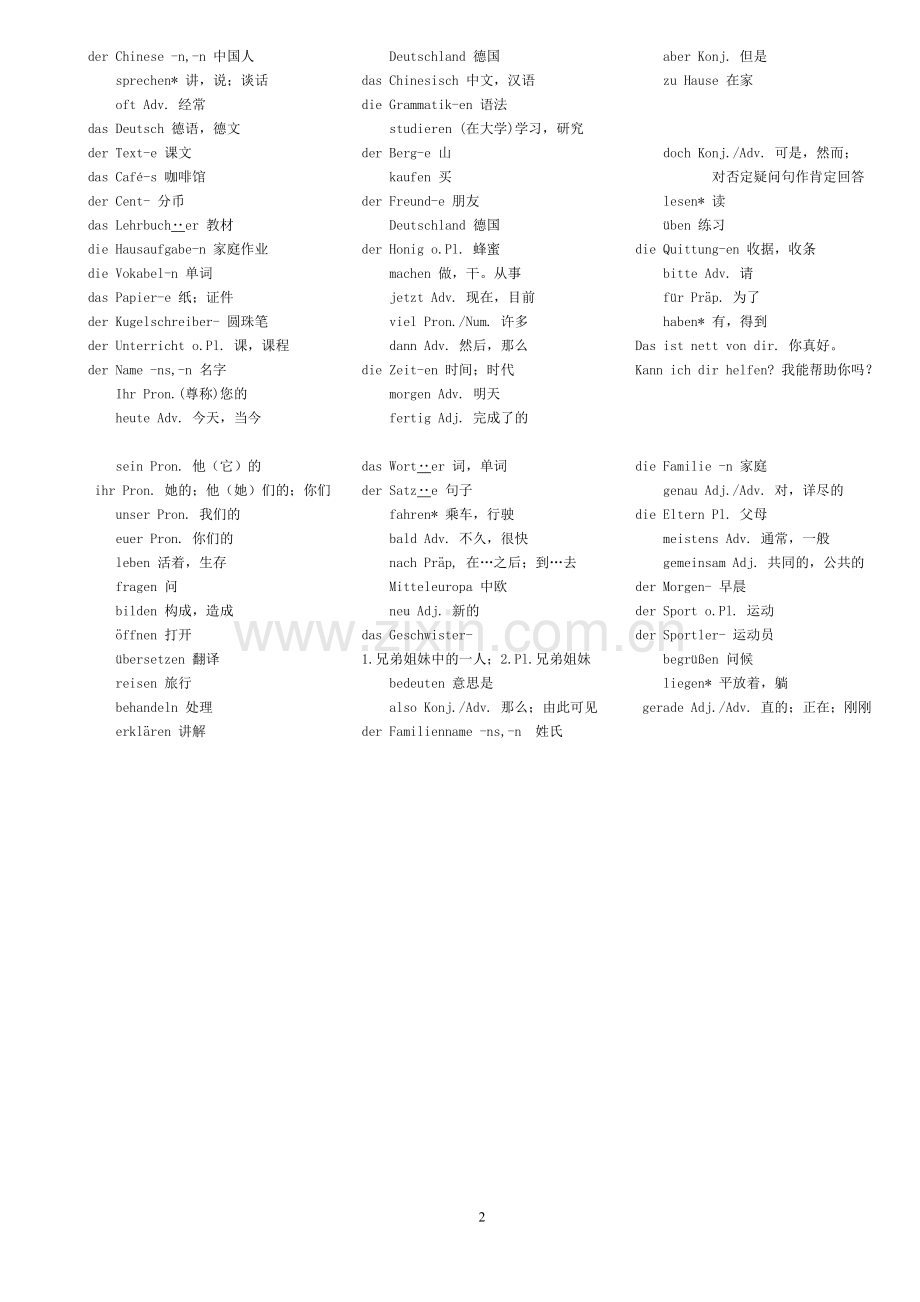 大学德语1 词汇表.doc_第2页