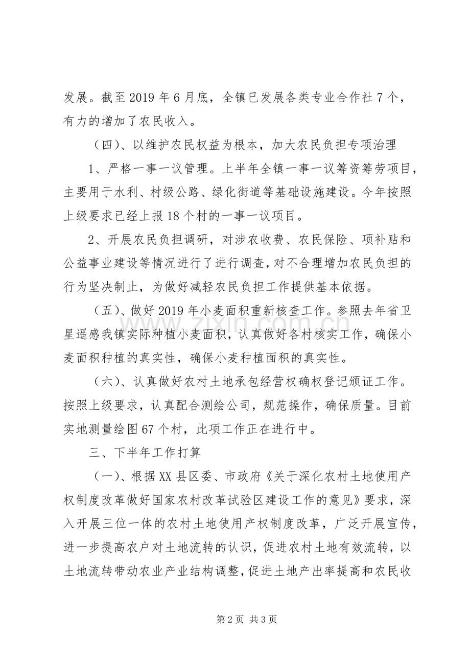 镇经管站XX年上半年工作总结和下半年工作计划 .docx_第2页