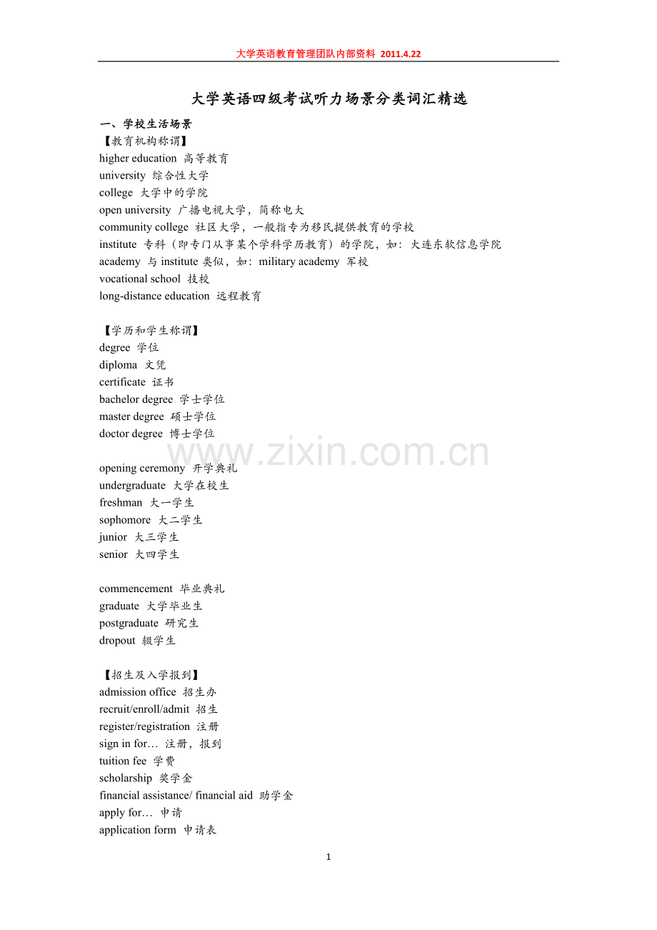 四级听力场景分类词汇.doc_第1页