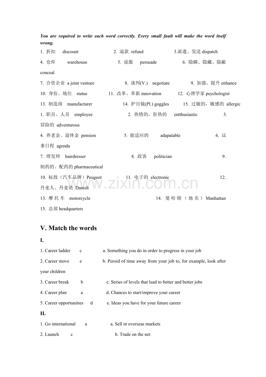 商务英语考试出题范围.doc_第1页