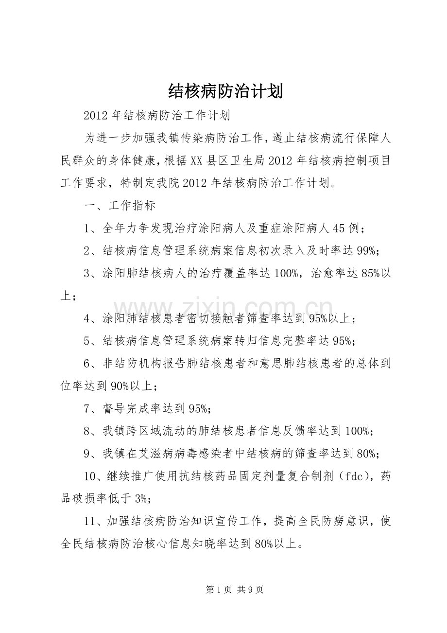 结核病防治计划 .docx_第1页