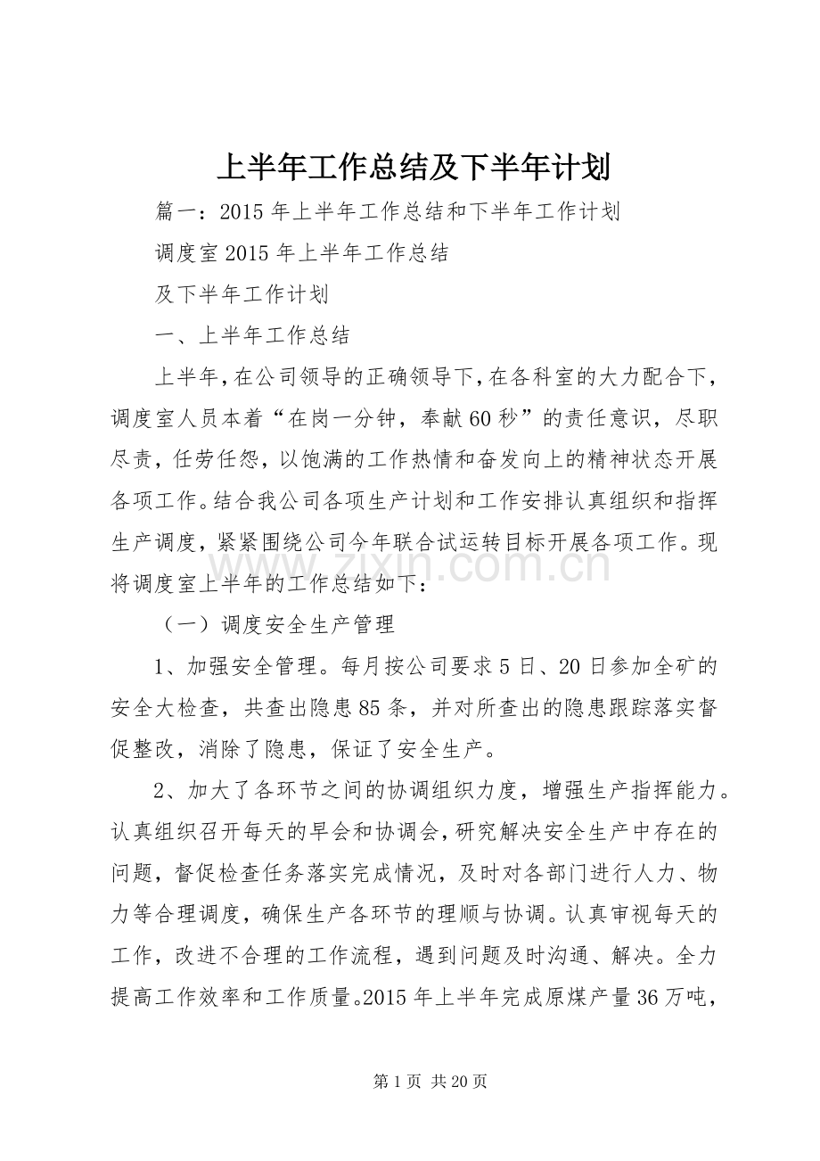 上半年工作总结及下半年计划 .docx_第1页