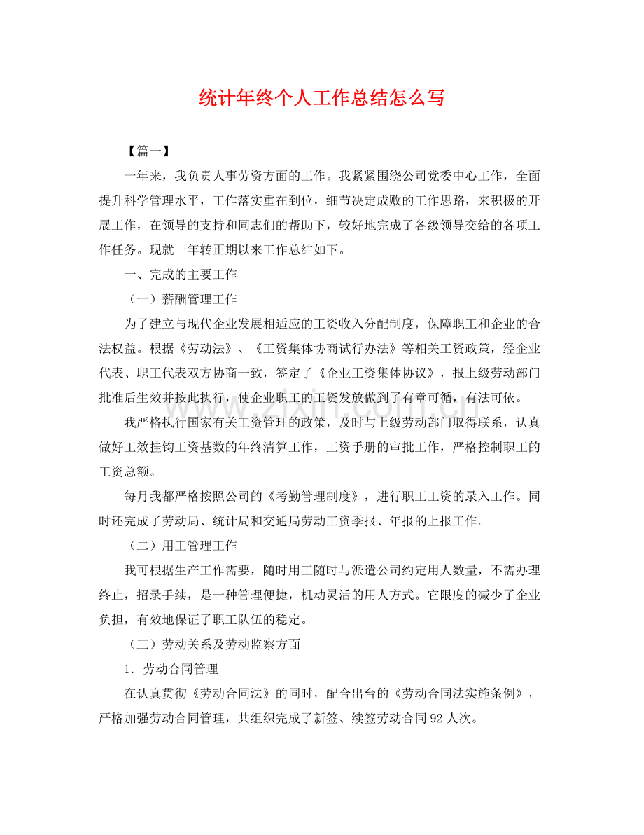 统计年终个人工作总结怎么写 .docx_第1页