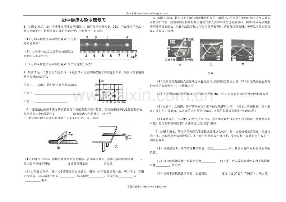 初中物理实验专题复习及答案111111.doc_第1页