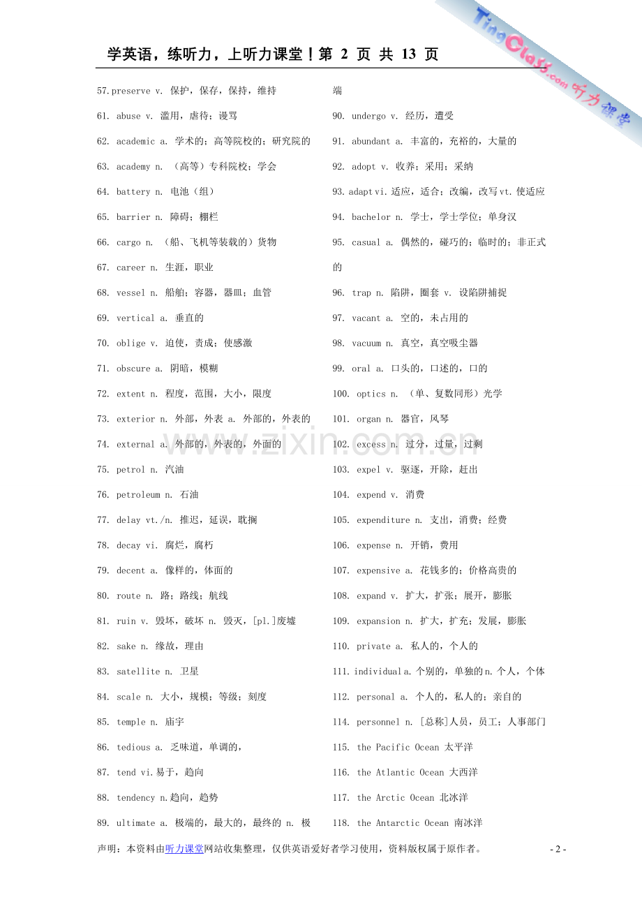 四级核心词汇690个附高频词汇表【实用】.doc_第2页