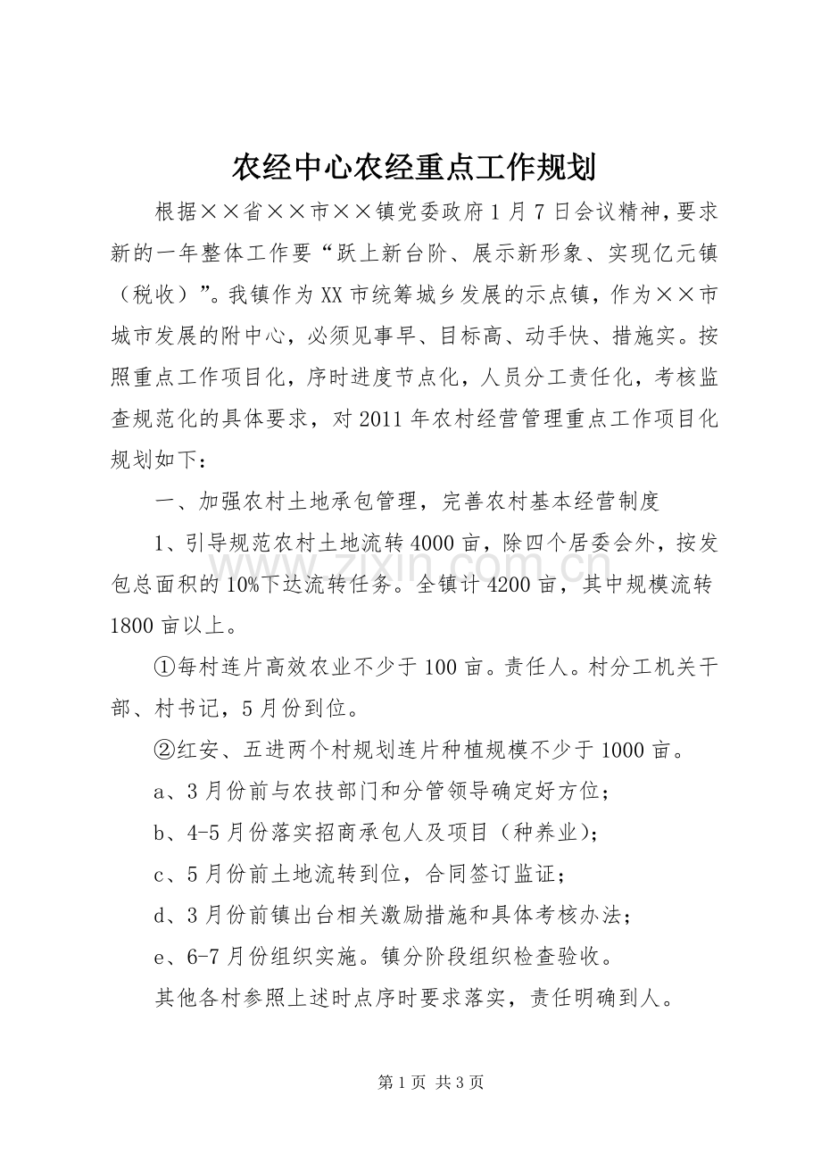 农经中心农经重点工作规划.docx_第1页