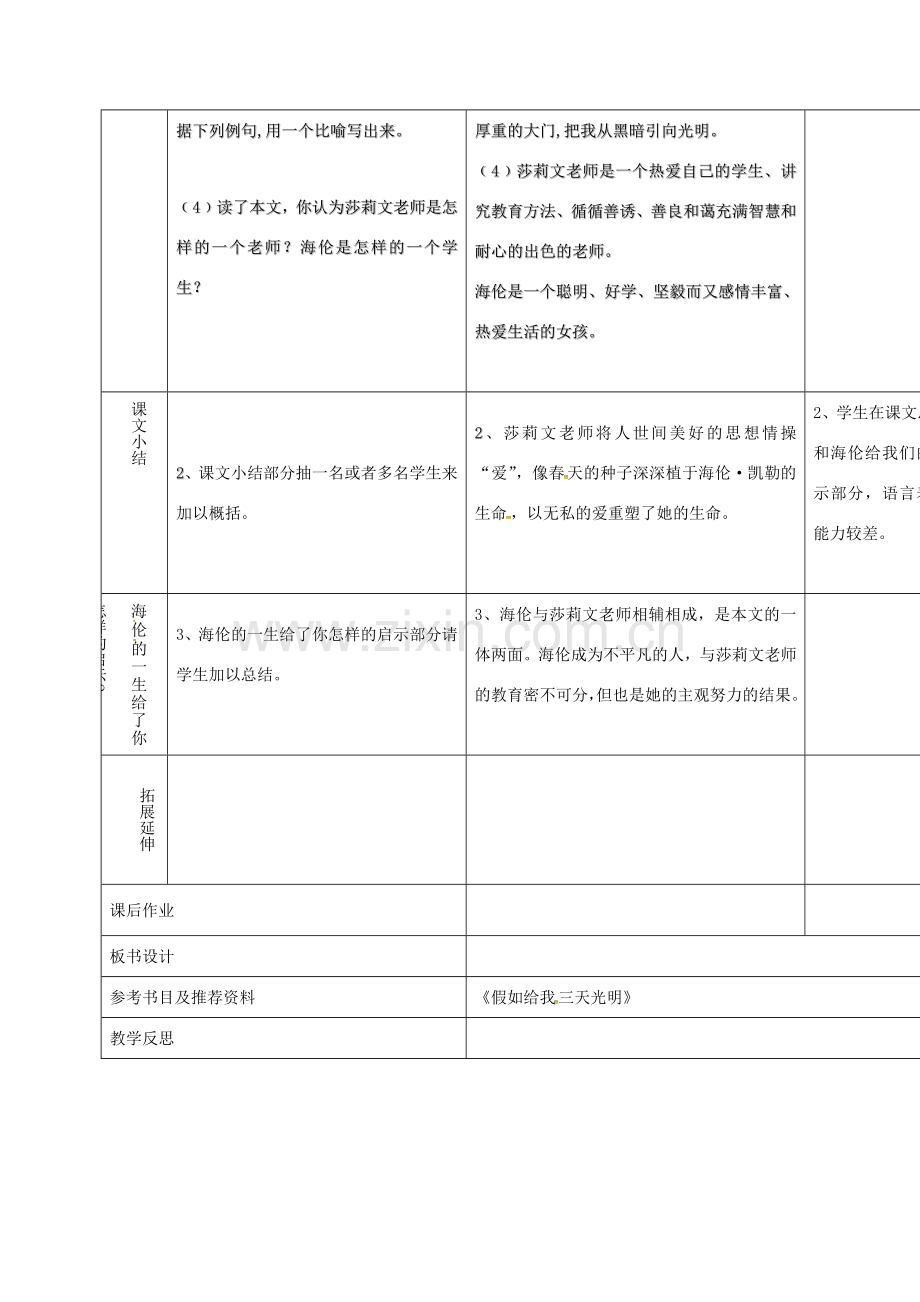 小学七年级语文上册 7《再塑生命的人》教学设计2 （新版）新人教版-（新版）新人教版初中七年级上册语文教案.doc_第2页