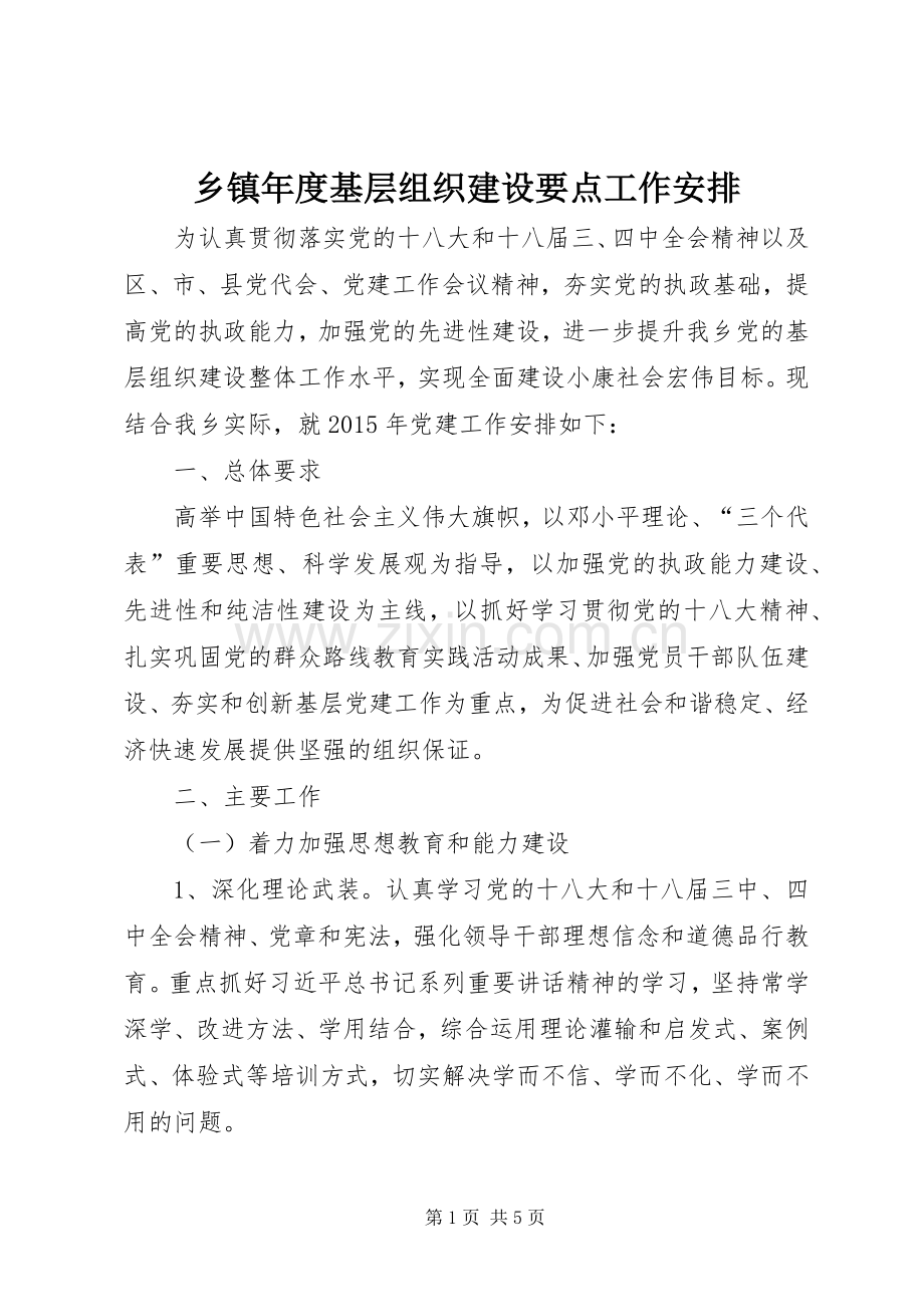 乡镇年度基层组织建设要点工作安排.docx_第1页