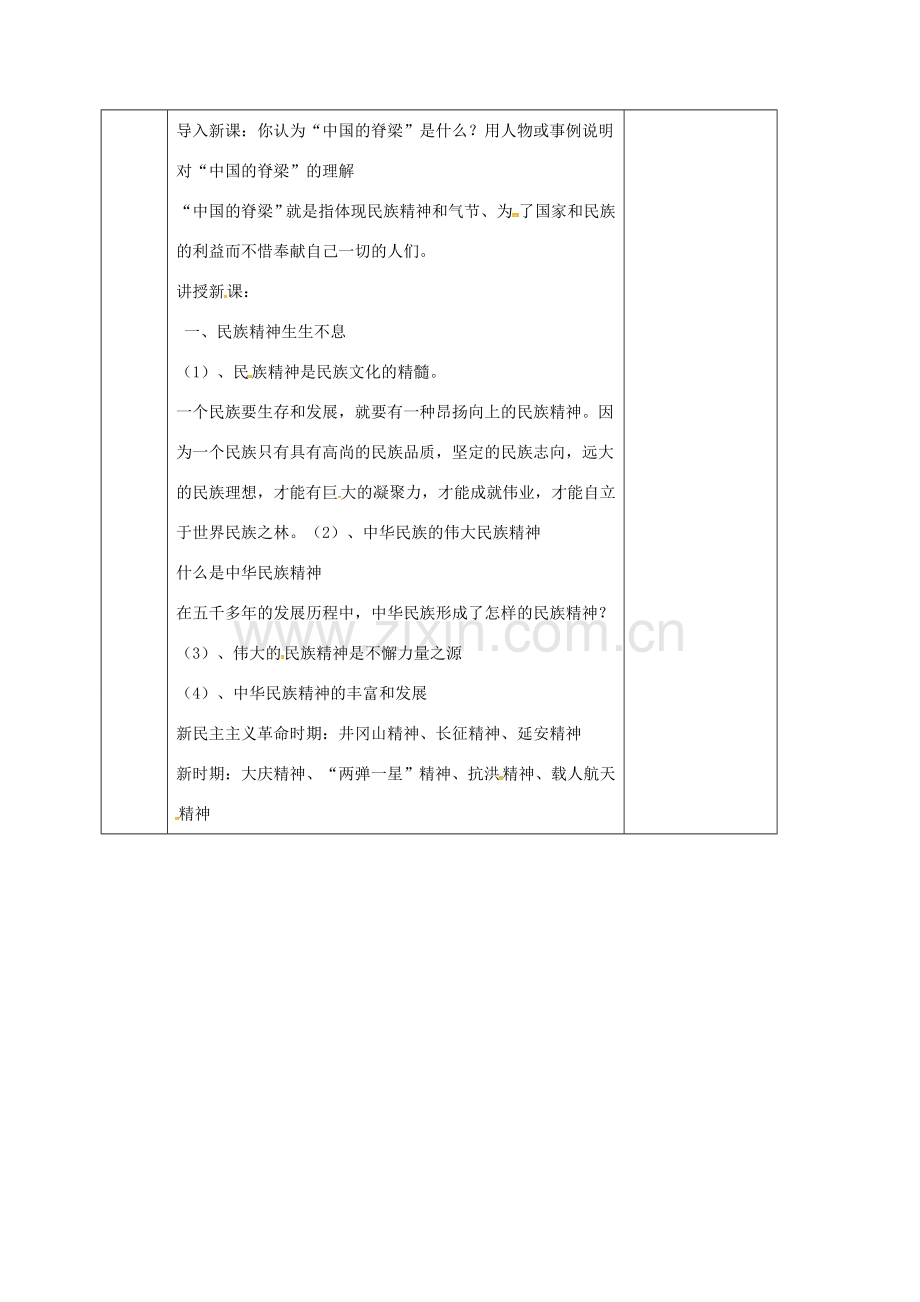 辽宁省鞍山市九年级政治全册 第二单元 了解祖国 爱我中华 第五课 中华文化与民族精神 第2框 弘扬和培育民族精神教案 新人教版-新人教版初中九年级全册政治教案.doc_第2页