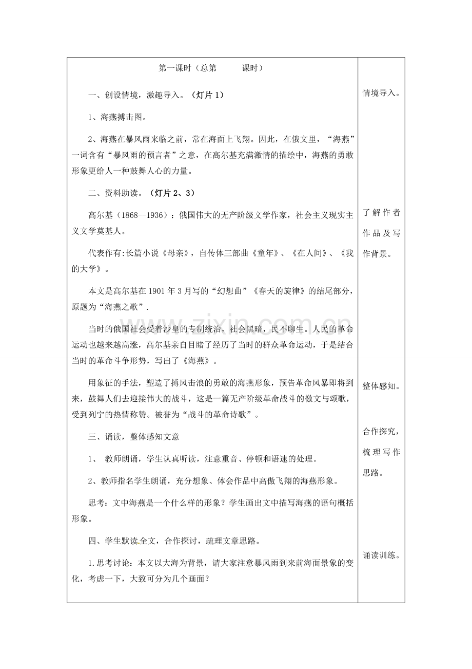 分校八年级语文下册 2.9 海燕教案 新人教版-新人教版初中八年级下册语文教案.doc_第2页