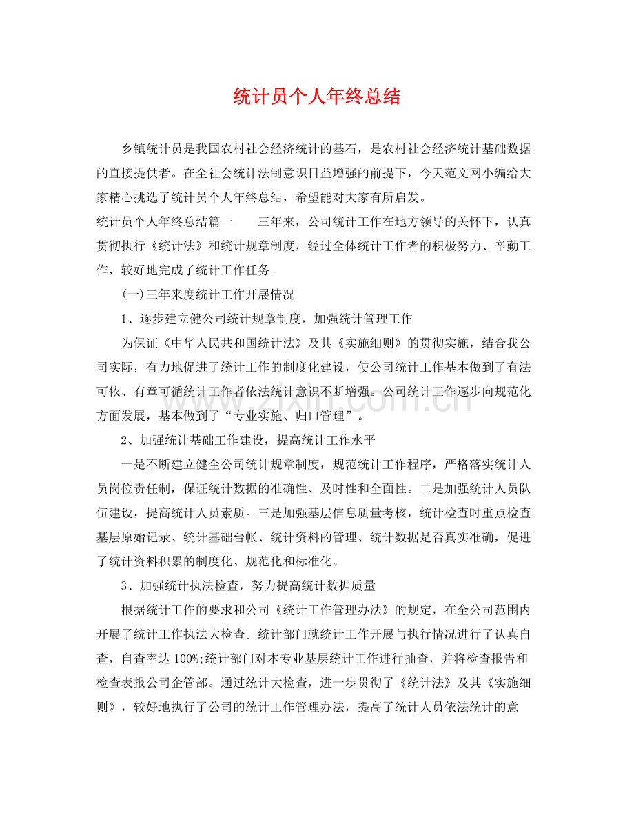 统计员个人年终总结 .docx_第1页