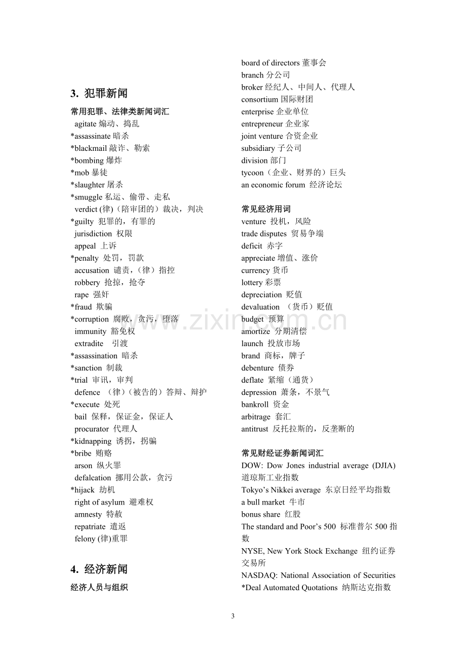 英语专业四级听力常用词汇分类汇总.doc_第3页