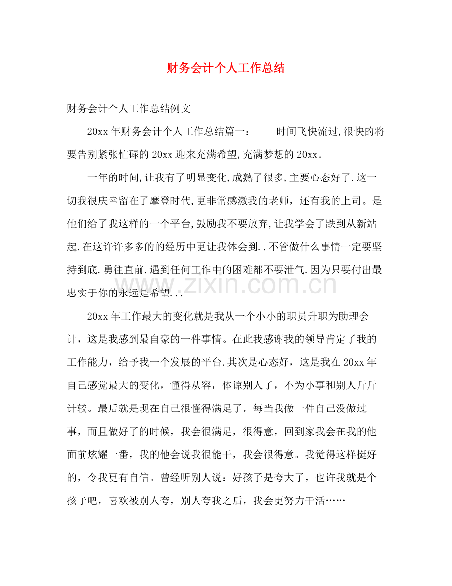 财务会计个人工作总结 .docx_第1页