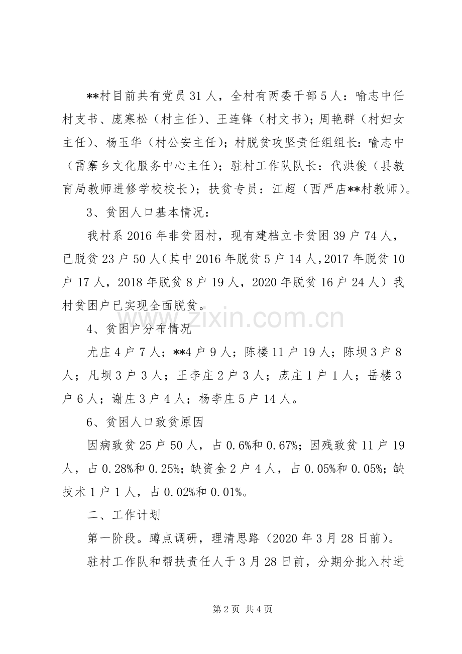 XX年村脱贫攻坚责任组精准扶贫帮扶工作计划.docx_第2页