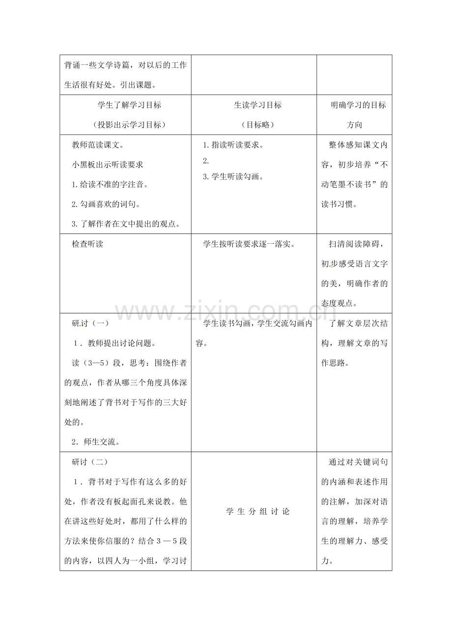 （秋季版）七年级语文上册 第六单元 第23课 背书是写作的基本功教案 河大版-河大版初中七年级上册语文教案.doc_第2页