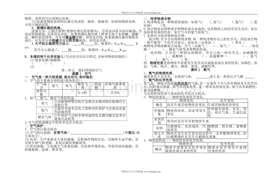 初三化学上学期1-7单元全套复习.doc_第2页