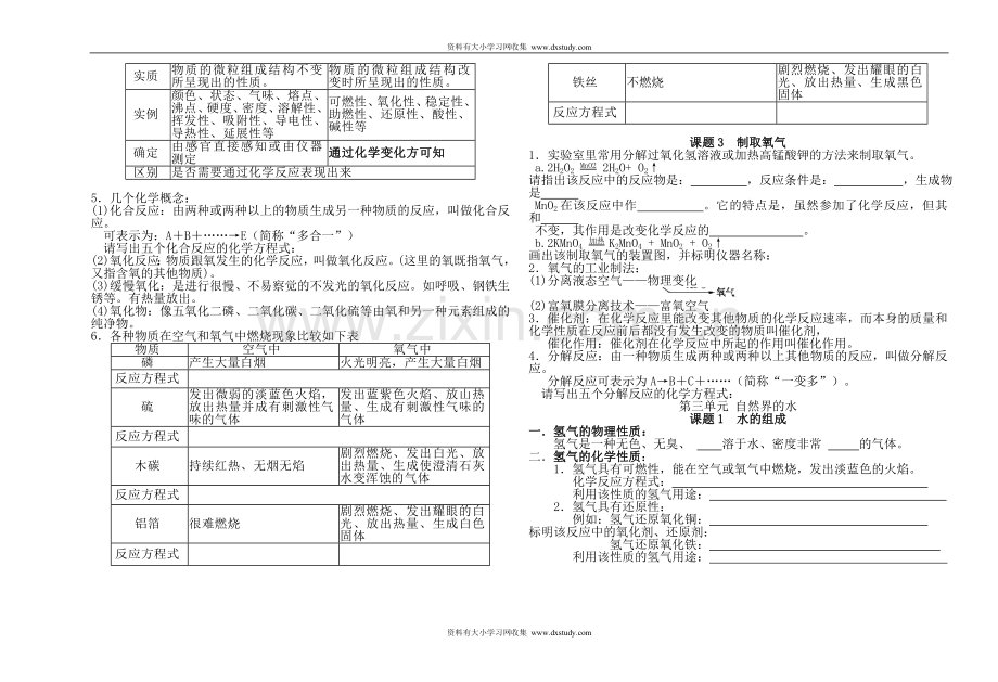 初三化学上学期1-7单元全套复习.doc_第3页